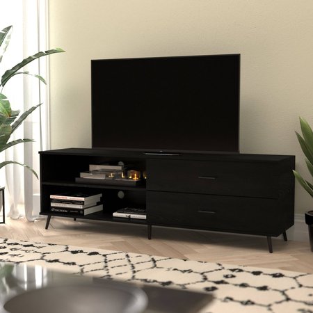 FLASH FURNITURE 60" Black TV Stand with Shelf and Storage Drawers ZG-028-BK-GG